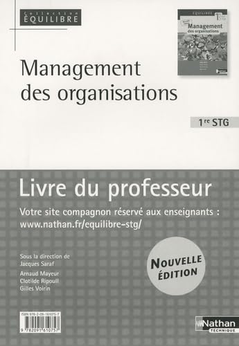 Management des organisations 1re STG: Livre du professeur book