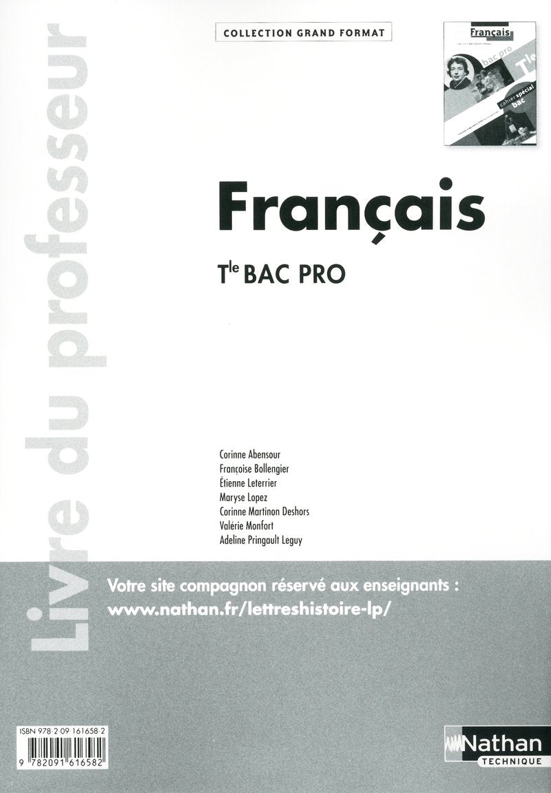 Français - Terminale Bac Pro - Livre du professeur Livre du professeur Grand Format Education & Training