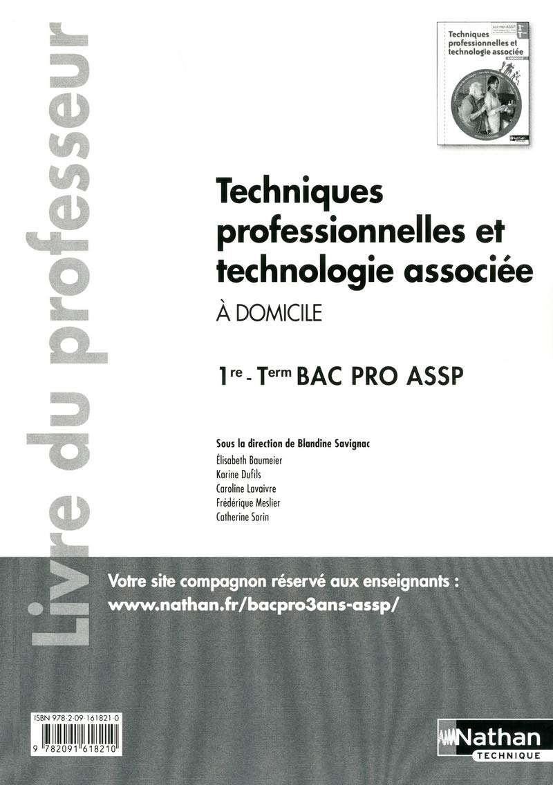 Techniques professionnelles et technologie associée - 1re et Term Bac Pro ASSP book