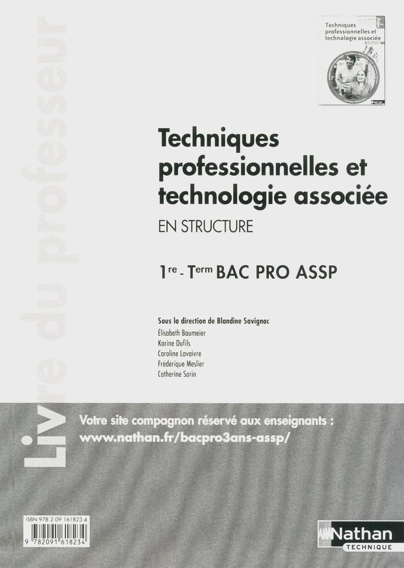 Techniques professionnelles et technologie associée - 1re et Term Bac Pro ASSP book