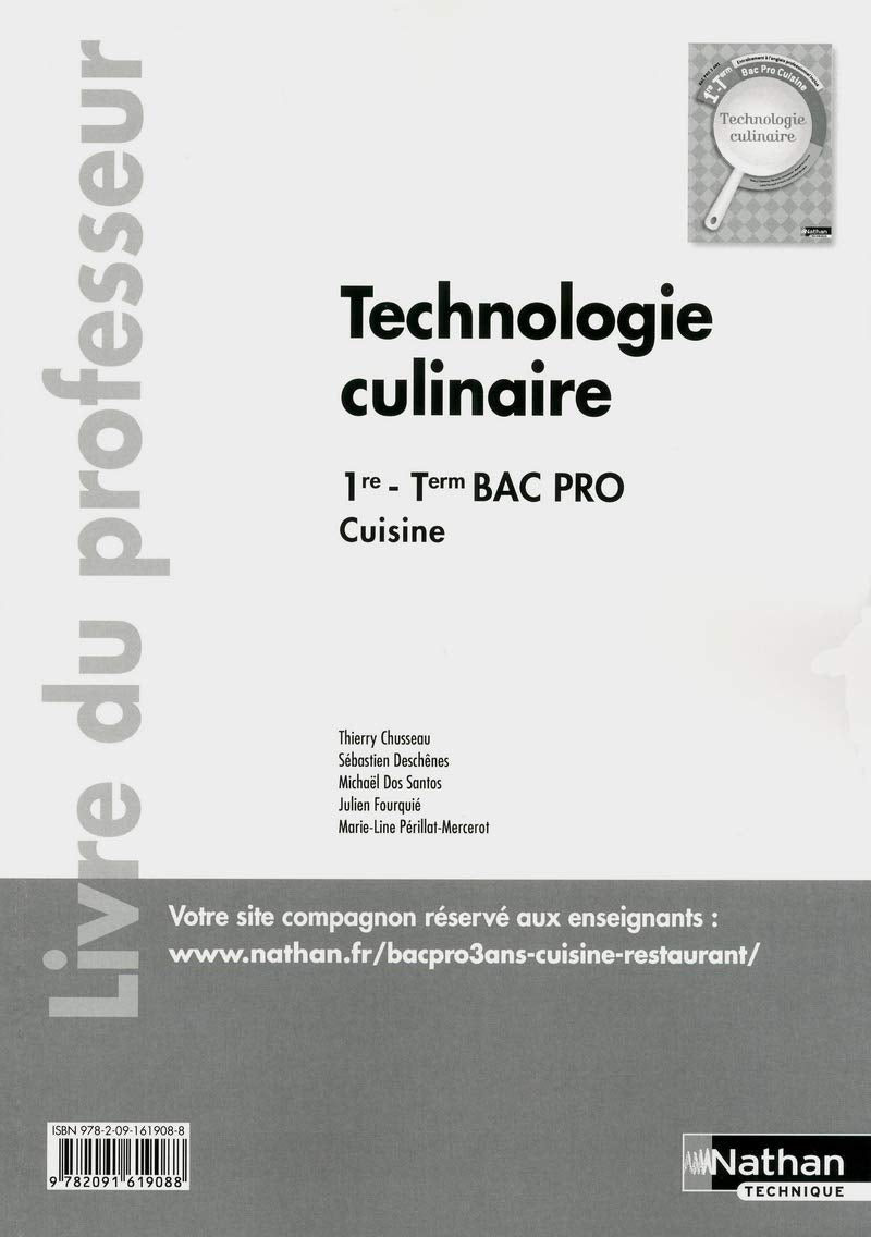 Technologie culinaire - 1re et Term book
