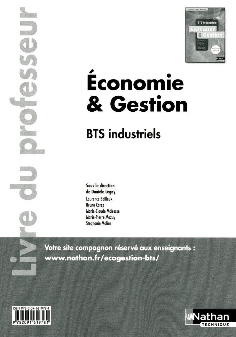 Economie et Gestion - BTS Industriels - Livre du professeur book