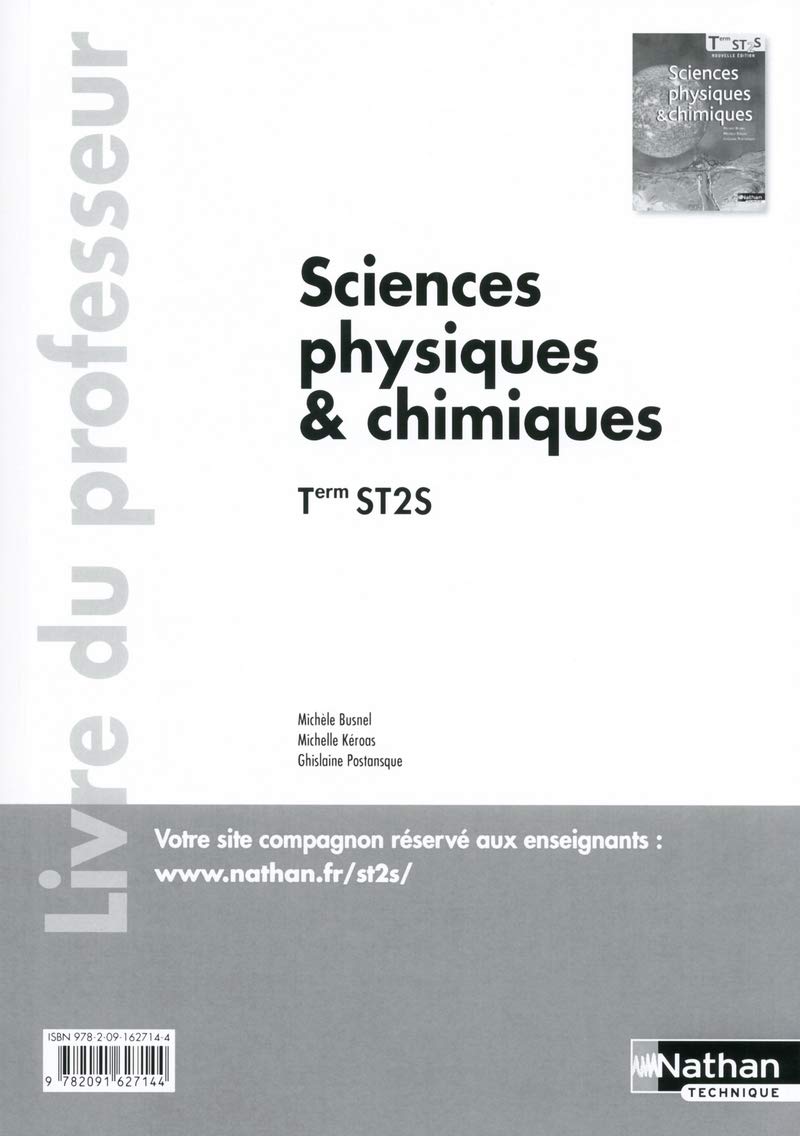 Sciences physiques & chimiques Tle ST2S: Livre du professeur Books