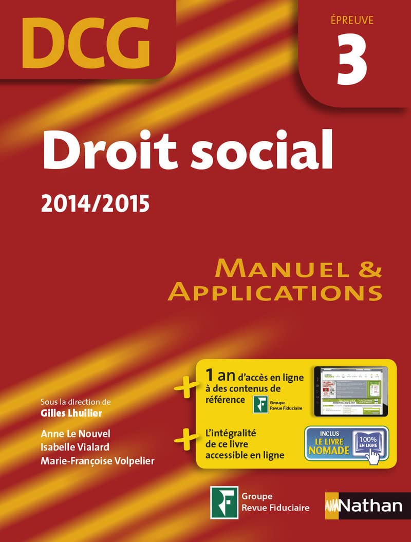 DROIT SOCIAL 2014/2015 EPREUVE 3 DCG MANUEL& APPLICATIONS ELEVE 2014: Manuel et applications Business, Finance & Career