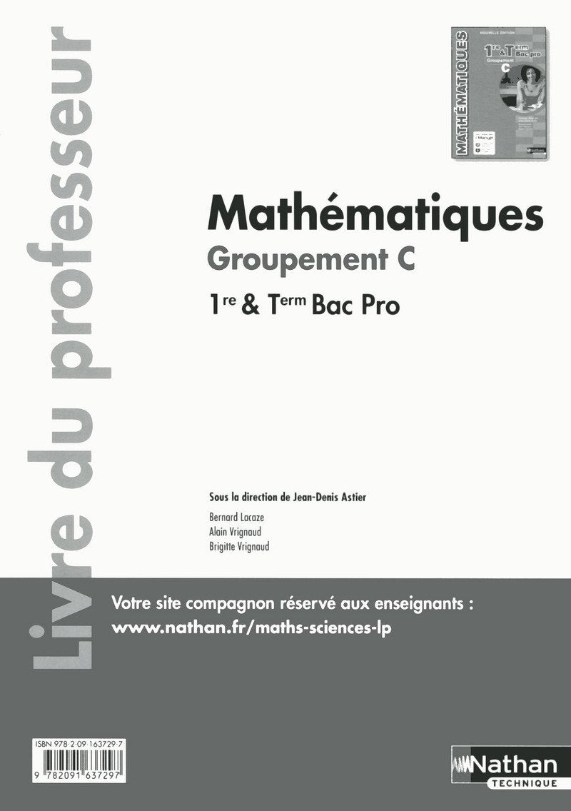 Mathematiques 1re & Tle Bac Pro Groupement C: Livre du professeur Books