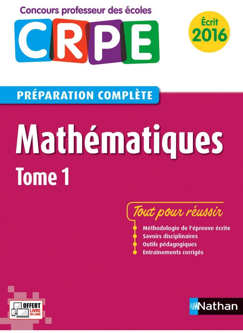 Mathématiques - Tome 1 Préparation à l'épreuve écrite Concours Professeur des écoles (1) Books