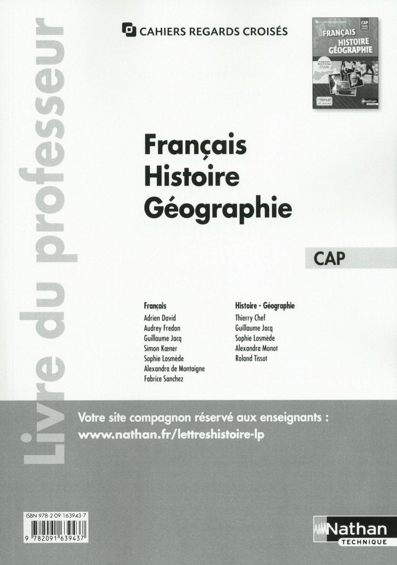 Français Histoire Géographie CAP: Livre du professeur Books