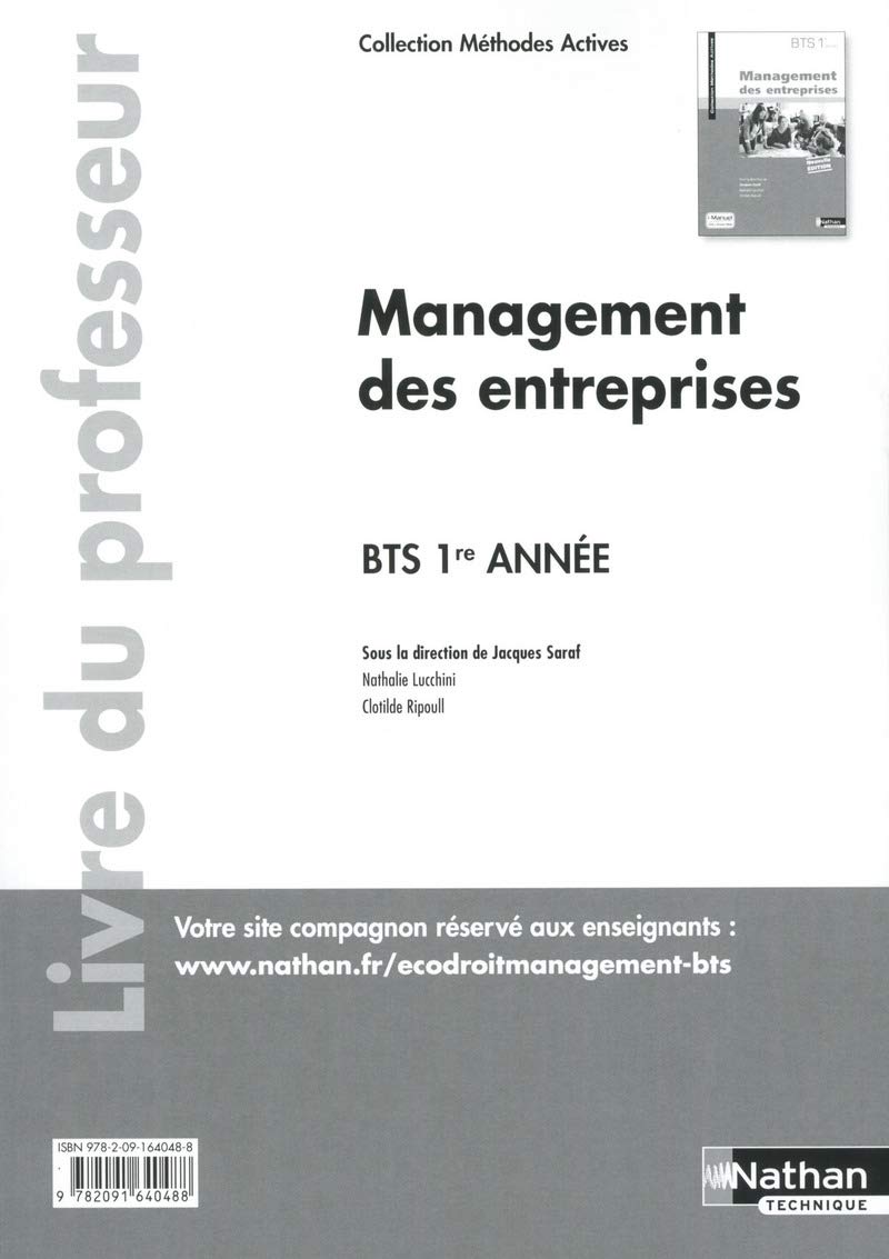 Management des entreprises BTS 1ère année - professeur (Méthodes actives) - 2016: Livre du professeur Business, Finance & Career