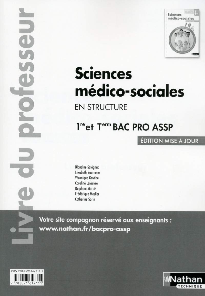 Sciences médico-sociales 1ère/Term Bac pro ASSP option en structure - professeur - 2016: Livre du professeur Education & Training