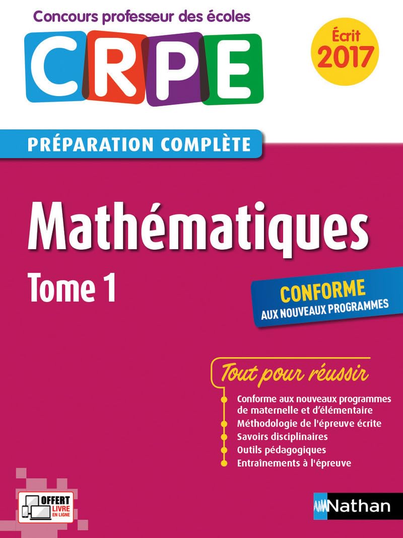 Mathématiques Tome 1 épreuve écrite - Concours professeur des écoles - 2016 (01): Tome 1, épreuve écrite CRPE Books