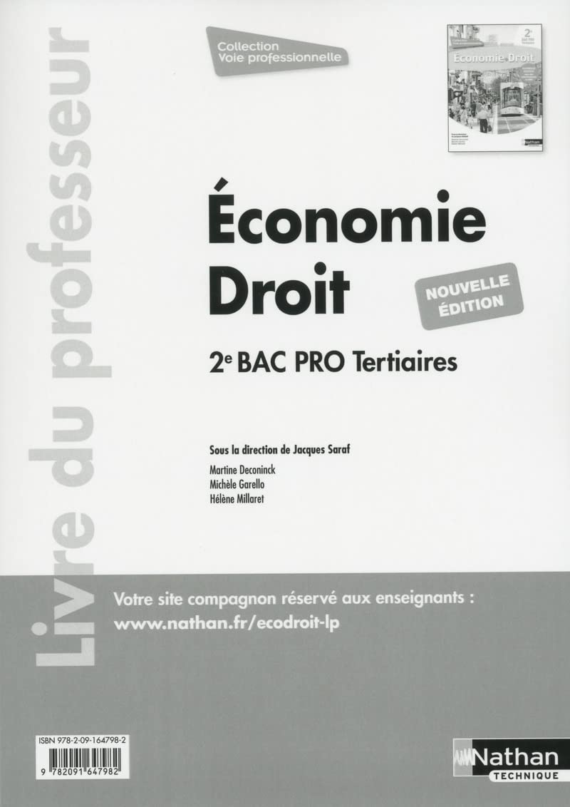 Économie Droit - 2ème BAC PRO (Voie Professionnelle) - Livre du professeur - 2017 book