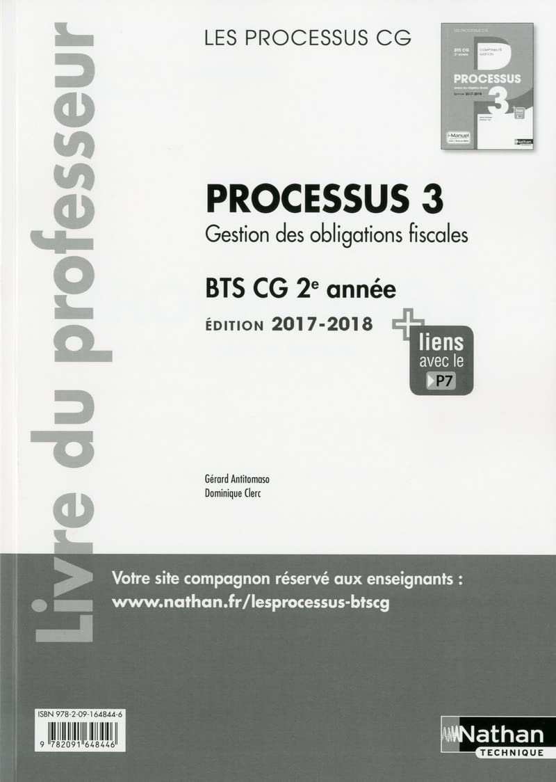 Processus 3 Gestion des obligations fiscales BTS CG 2e année: Livre du professeur book