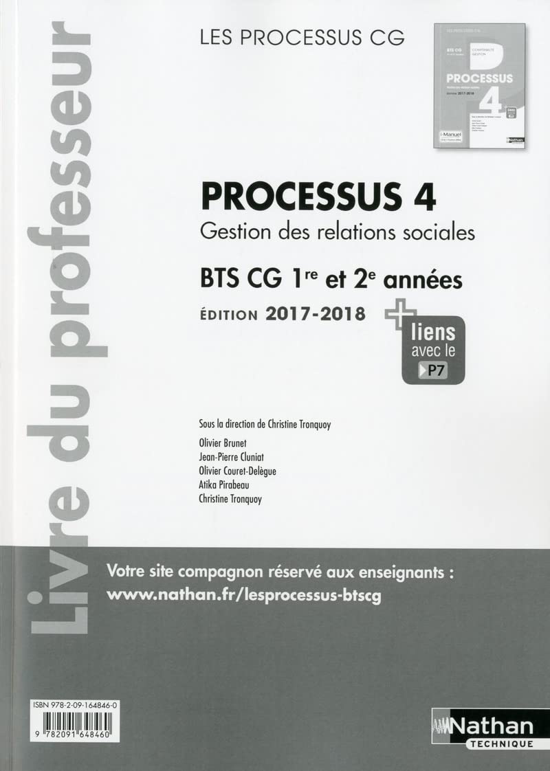Processus 4 Gestion des relations sociales BTS CG 1re et 2e années: Livre du professeur book