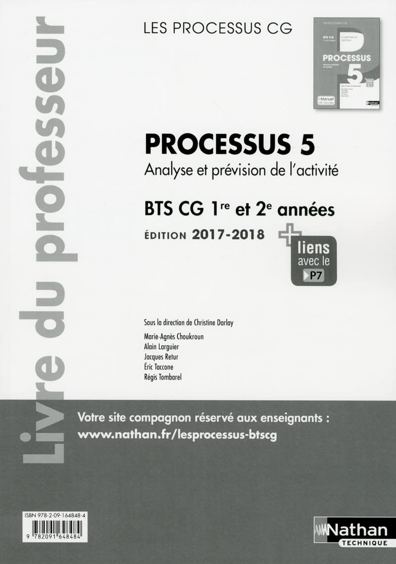 Processus 5 BTS CG 1ère et 2ème années (Les Processus CG) Professeur 2017: Livre du professeur Business, Finance & Career