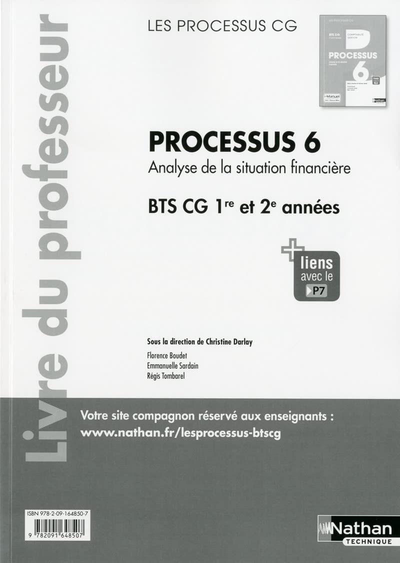 Processus 6 BTS CG 1ère et 2ème années (Les processus CG) Professeur 2017: Livre du professeur Business, Finance & Career