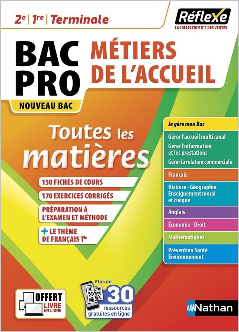 Toutes les matières Bac Pro Métiers de l'accueil (Réflexe N°18) 2021 Professional & Reference Books
