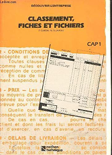 Découvrir l'entreprise 4e. Elève, pochette 2 : classement fiches, fichiers book