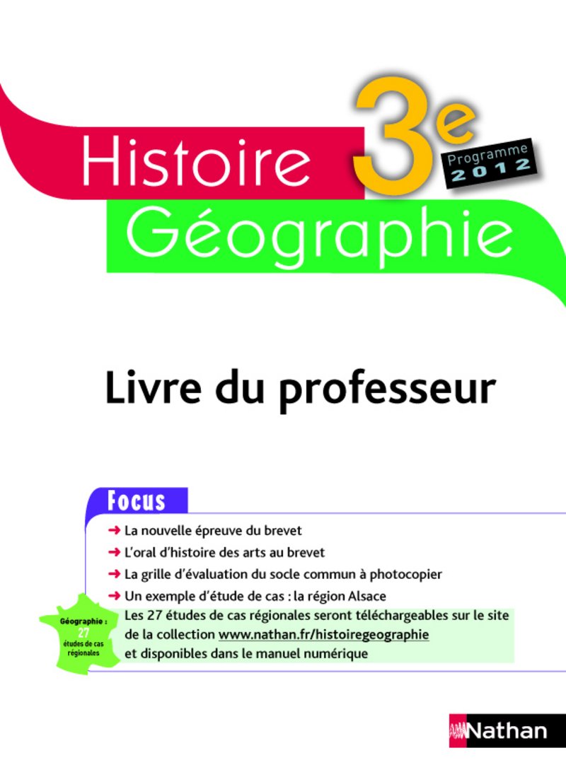 Histoire Géographie 3e: Livre du professeur Education & Training