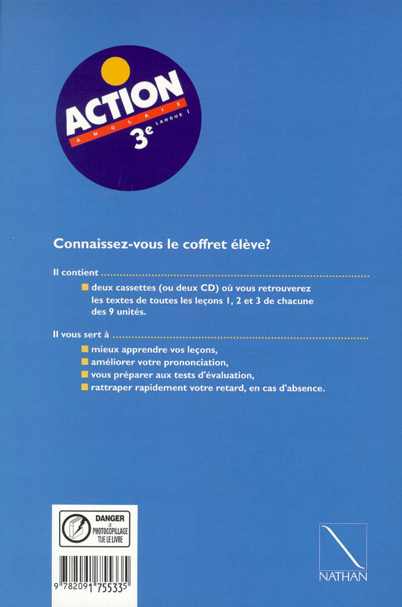 Action, anglais 3e LV1: Cahier d'activités Books