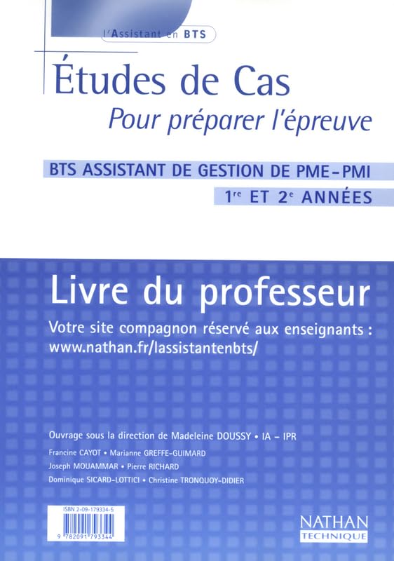ETUDES CAS PR EPR BTS ASS GEST book