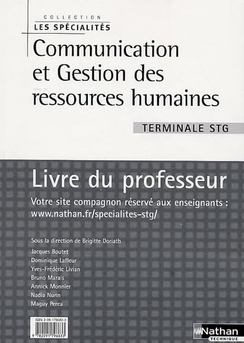 Communication et Gestion des ressources humaines Tle STG: Livre du professeur book