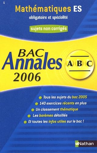 Mathématiques terminale ES, obligatoire et spécialité : sujets non corrigés, bac 2006 book