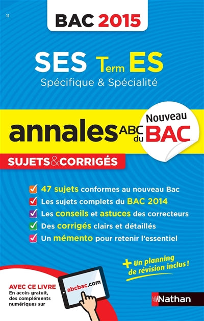 Product Image: SES, terminale ES spécifique & spécialité : bac 2015
