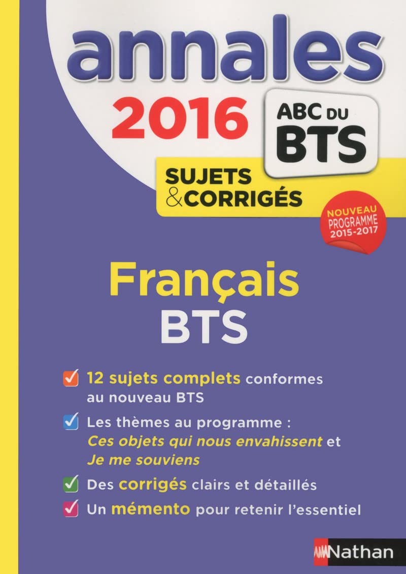 Annales ABC du BTS 2016 Français: Sujets et corrigés book