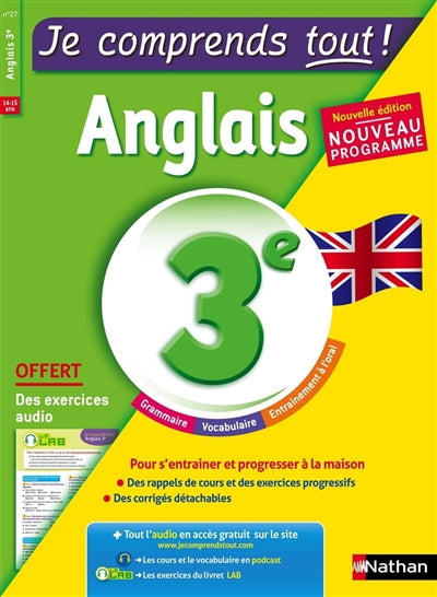 Product Image: Je comprends tout ! Anglais 3e, 14-15 ans : nouveau programme