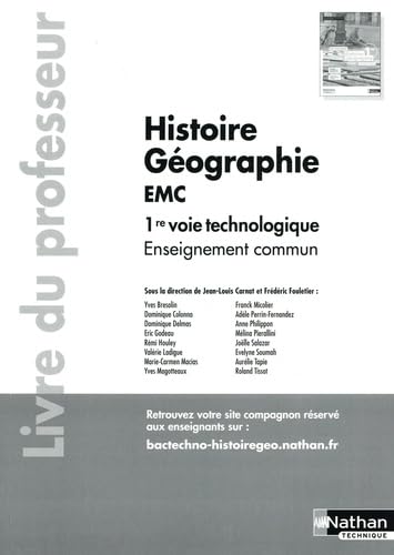 Histoire Géographie EMC 1re voie technologique enseignement commun: Livre du professeur Books