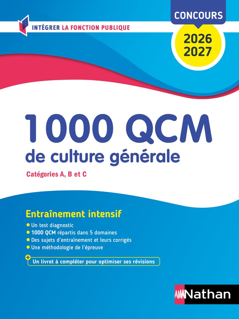 1 000 QCM de culture générale - Catégories A, B et C - Concours Fonction publique 2026-2027 book