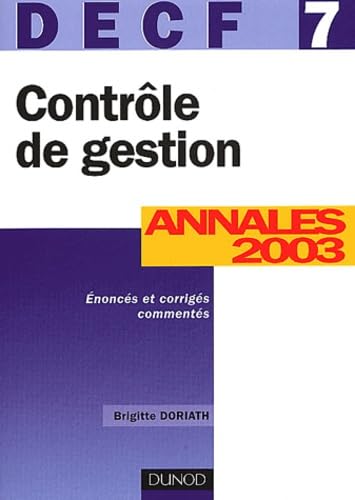 Decf Epreuve N° 7 Controle De Gestion. Enonces Et Corriges Commentes Books