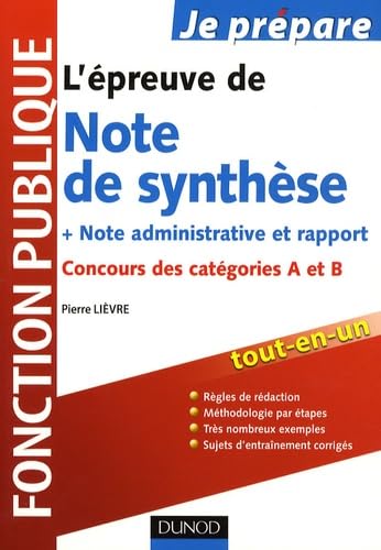 L'épreuve de Note de synthèse, note administrative et rapport: Concours des catégories A et B book