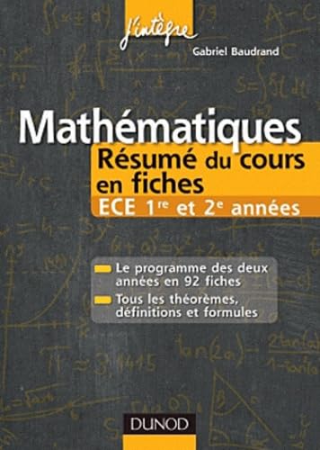 Mathématiques: Résumé du cours en fiches - ECE 1re et 2e années Books