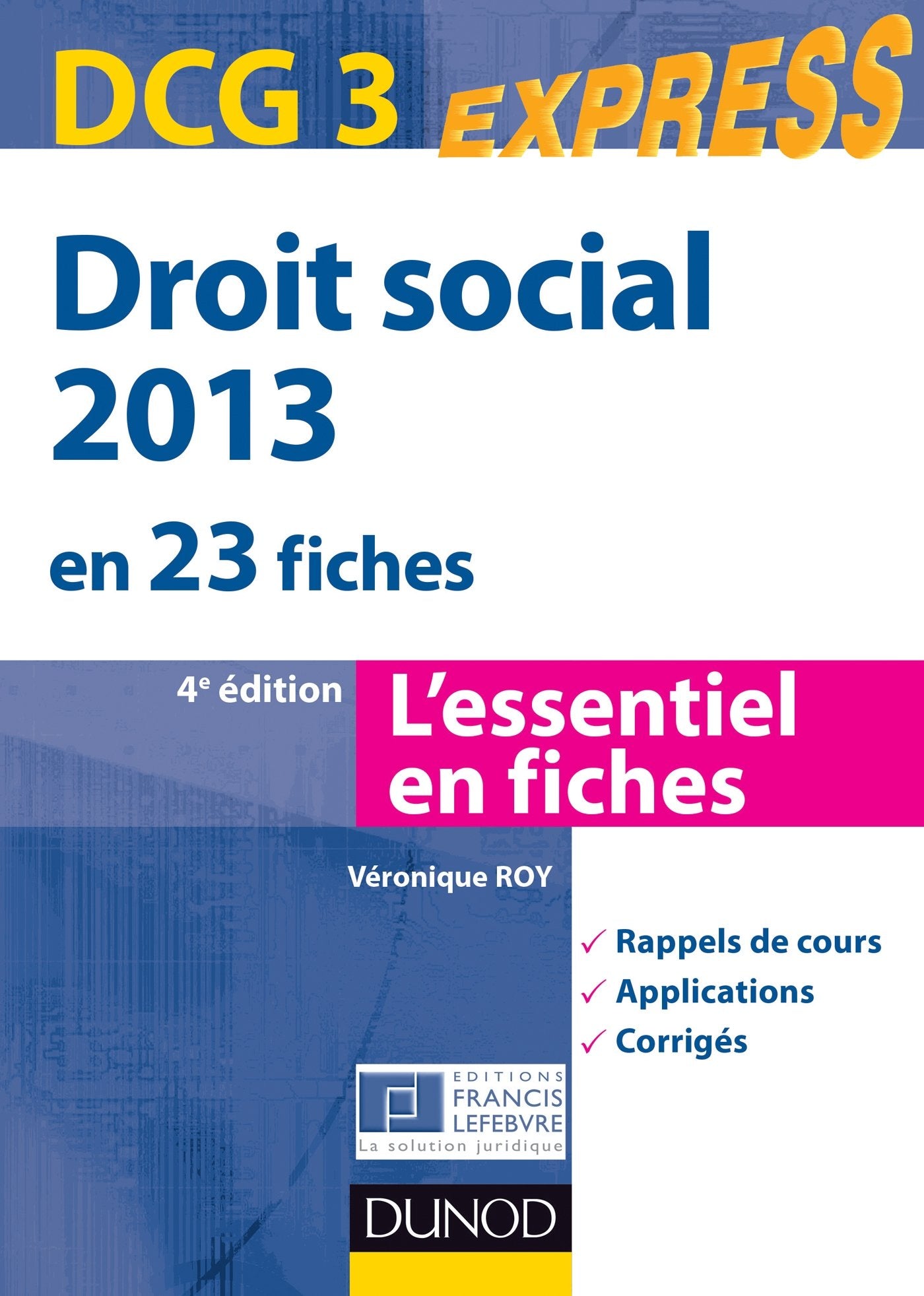 DCG 3 Droit social 2013 en 23 fiches book