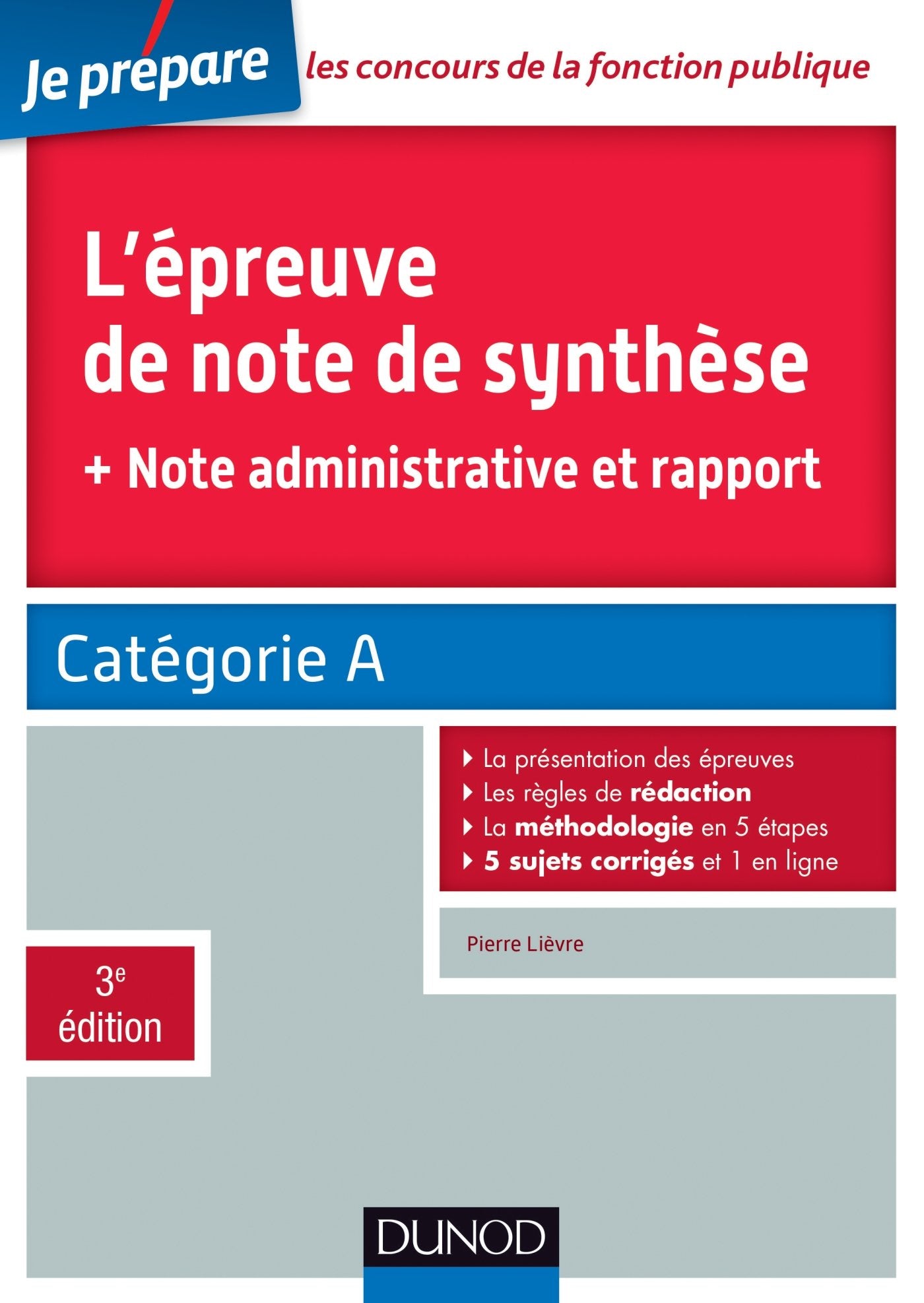 L'épreuve de note de synthèse + Note administrative et rapport: Catégorie A Books