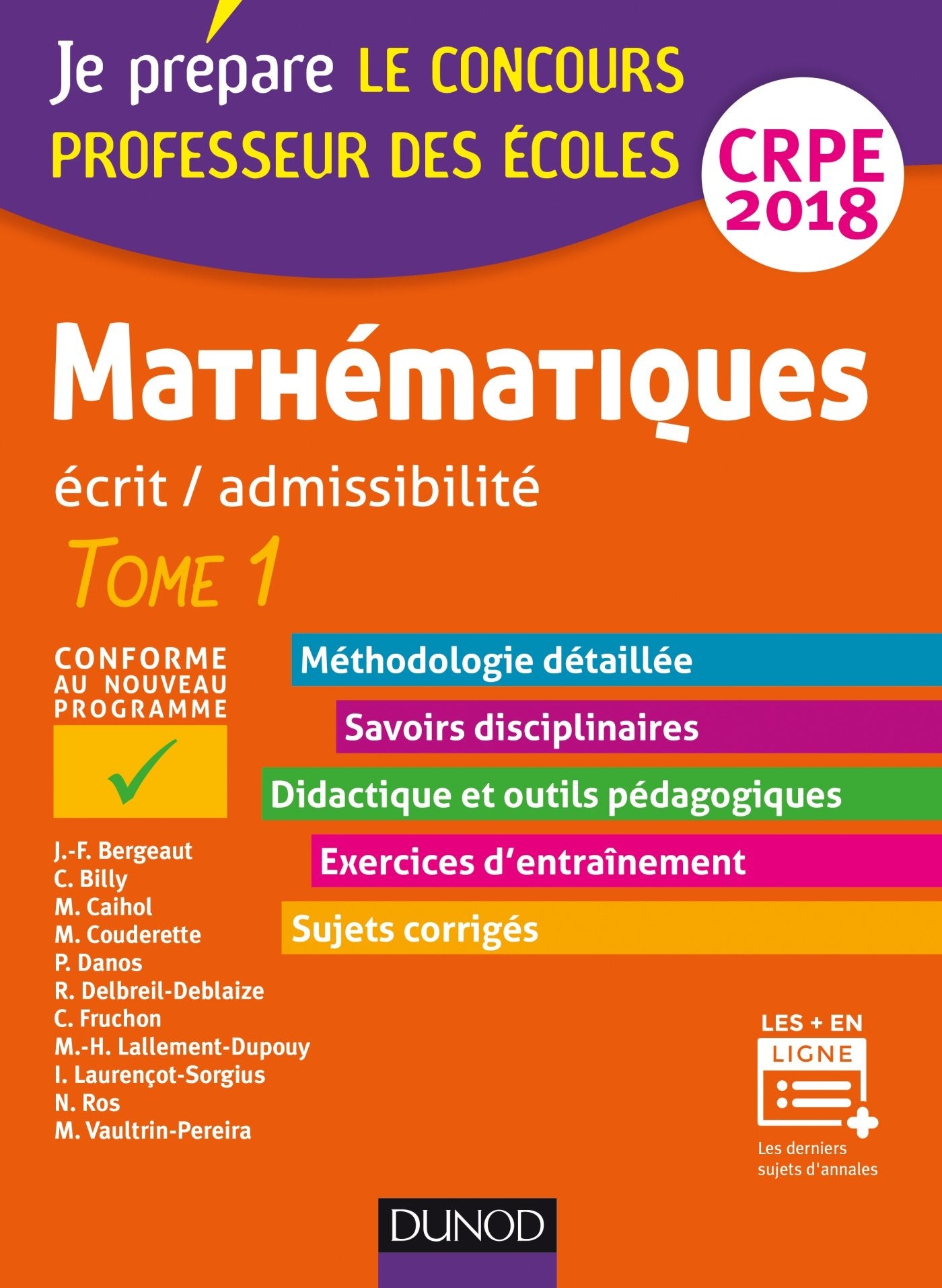 Mathématiques - Professeur des écoles - Ecrit / admissibilité - CRPE 2018 - T. 1: TOME 1 (2018) book