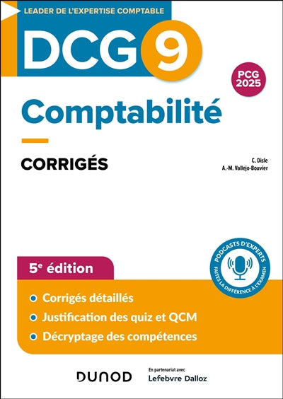 Product Image: DCG 9, comptabilité : corrigés : PCG 2025