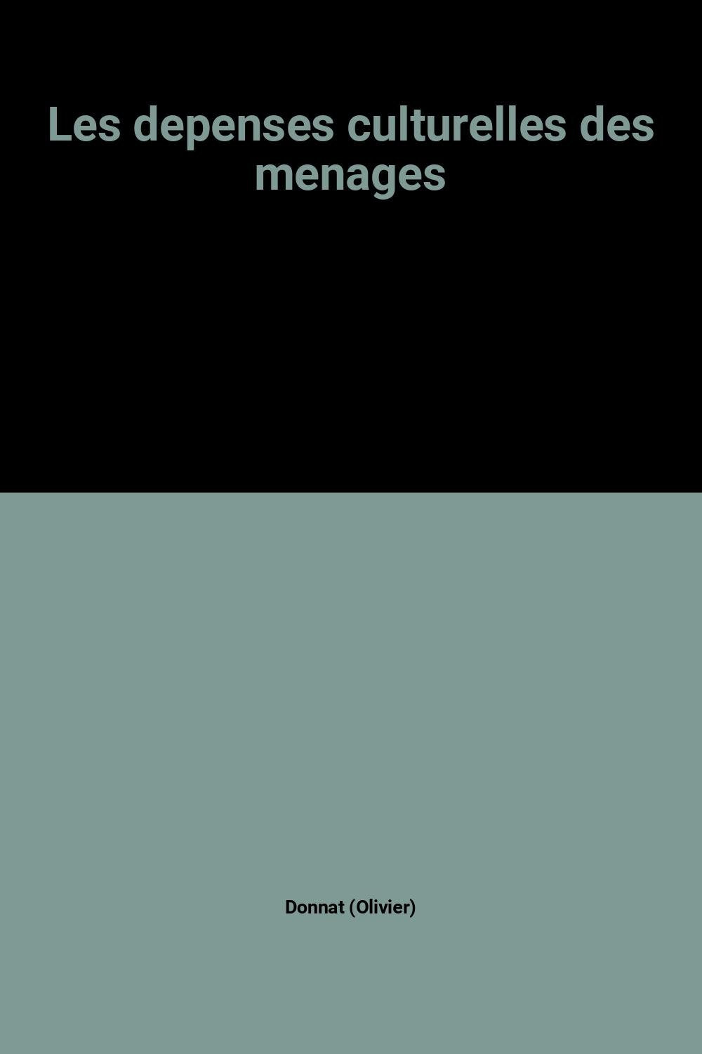 Les depenses culturelles des menages book