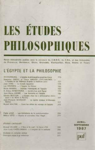 Etudes philosophiques (Les), n° 2-3. L'Egypte et la philosophie Philosophy