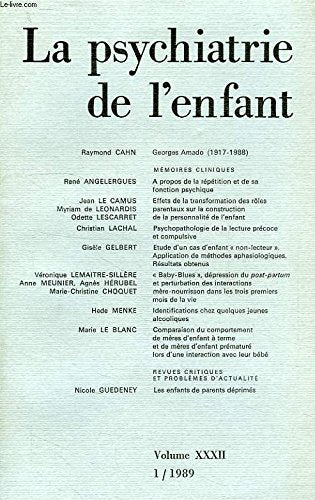 La Psychiatrie de l'enfant, volume 32, fasc.2/1989 book