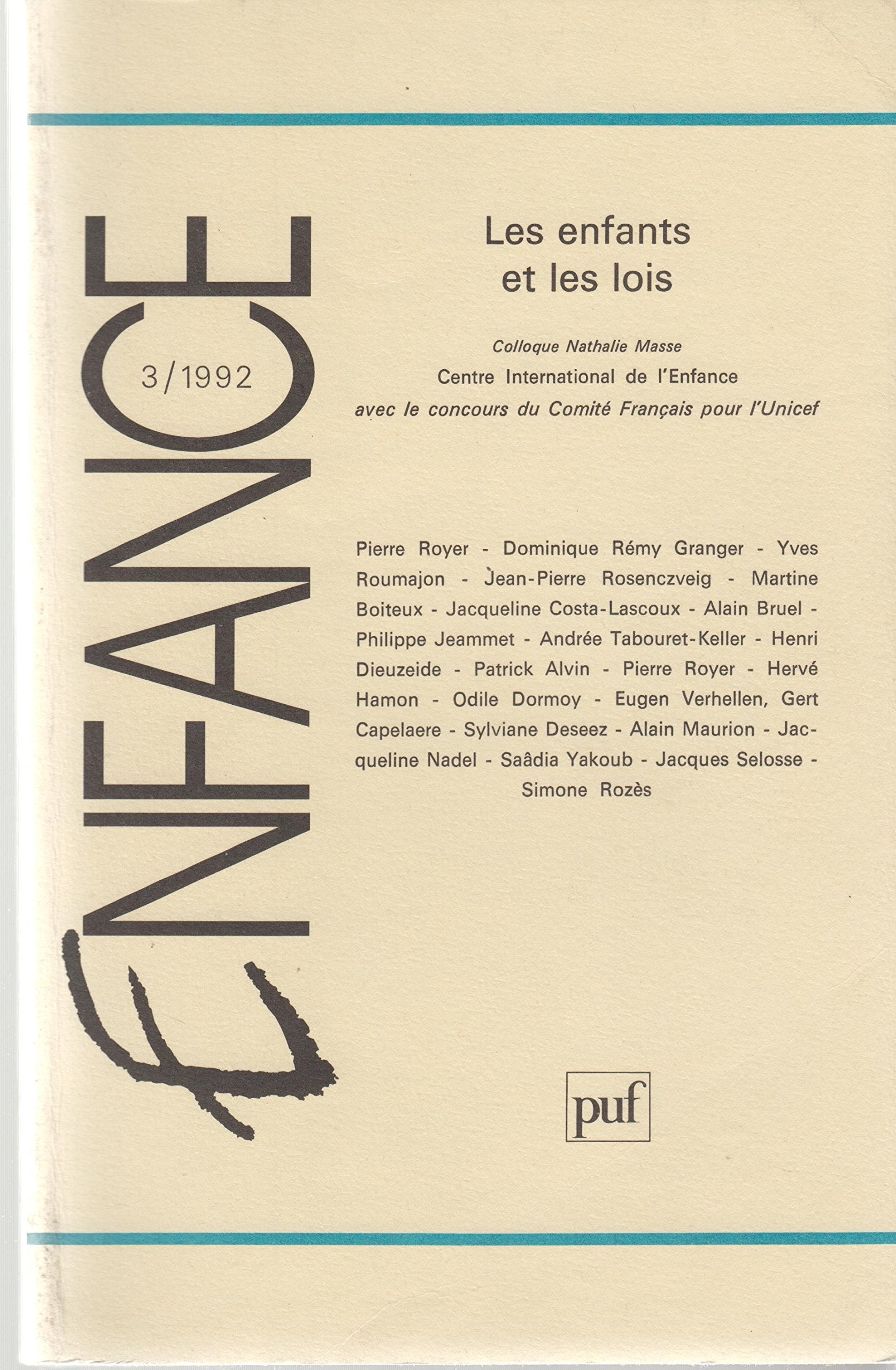 Enfance 1992 - vol. 44 - n° 3: Les enfants et les lois book