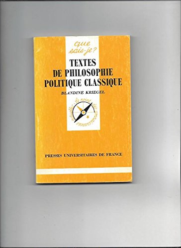 Textes de philosophie politique classique Philosophy