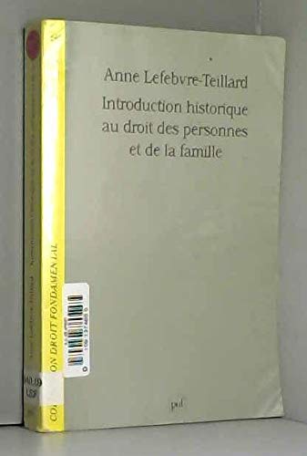 Introduction historique au droit des personnes et de la famille book