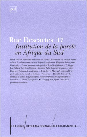 Rue descartes 1997 n.17 inst.parole book