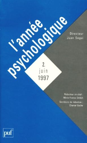 L'ANNEE PSYCHOLOGIQUE NUMERO 2 JUIN 1997 Psychology