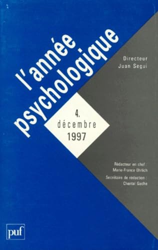 L'année psychologique 1997 - n° 4 book