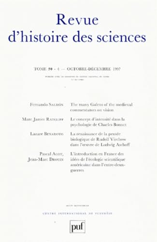 Revue D'Histoire Des Science Tome 50-4 Octobre-Decembre 1997 Books