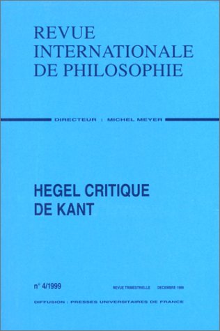 Revue internationale de philosophie, n° 4. Hegel critique de Kant Books