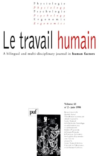 Travail humain, 1998, numéro 2, tome 61 book